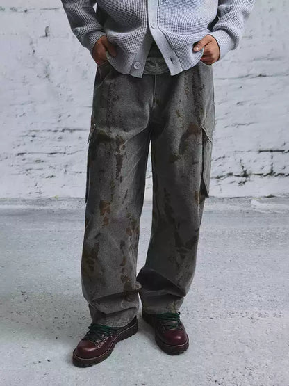 Distressed Print Canvas Cargo Pants product view