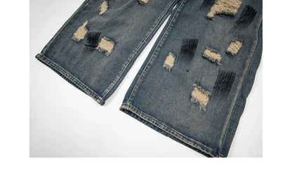 Distressed Wide-Leg Jeans