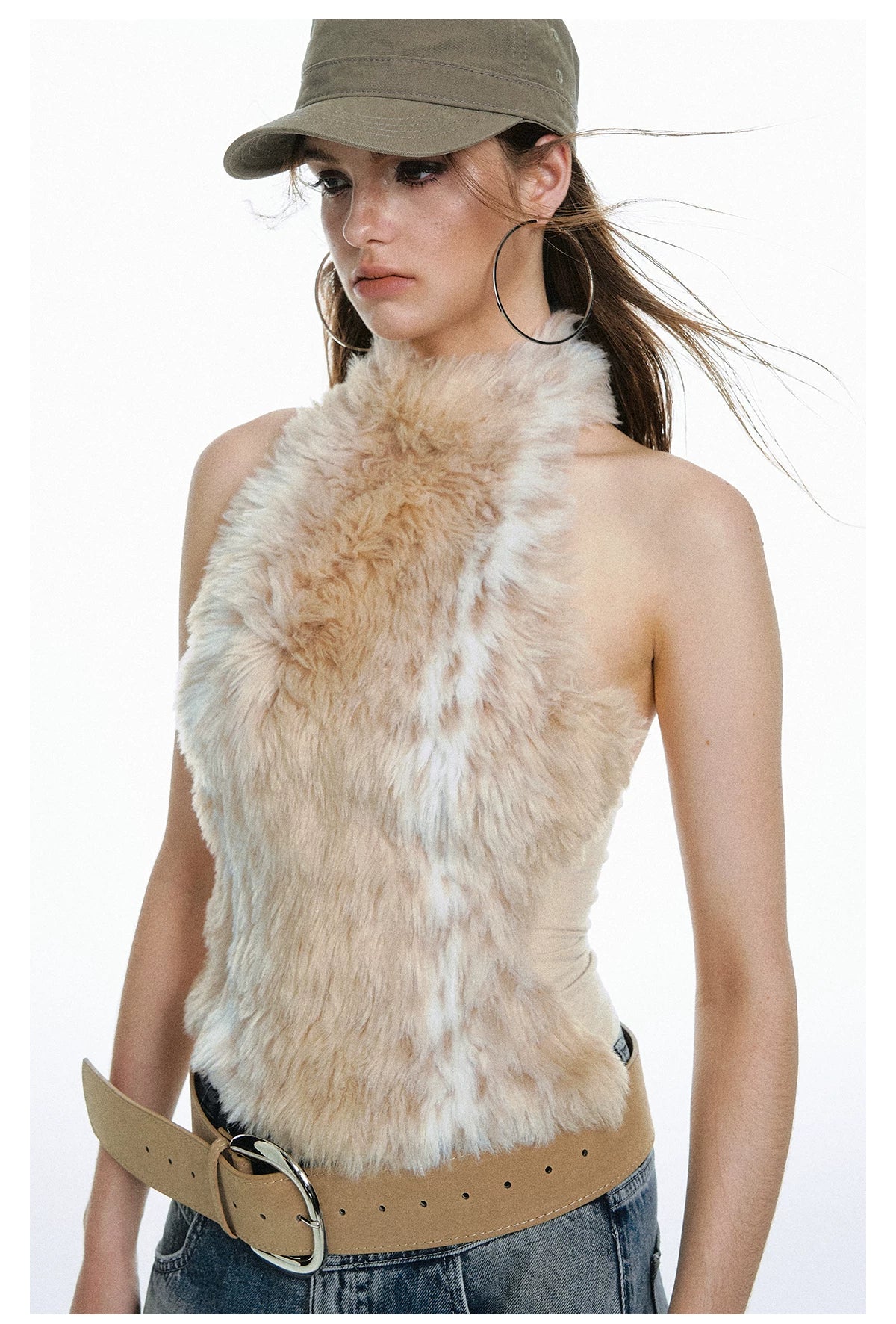 Leopard Faux-Fur Halter Top