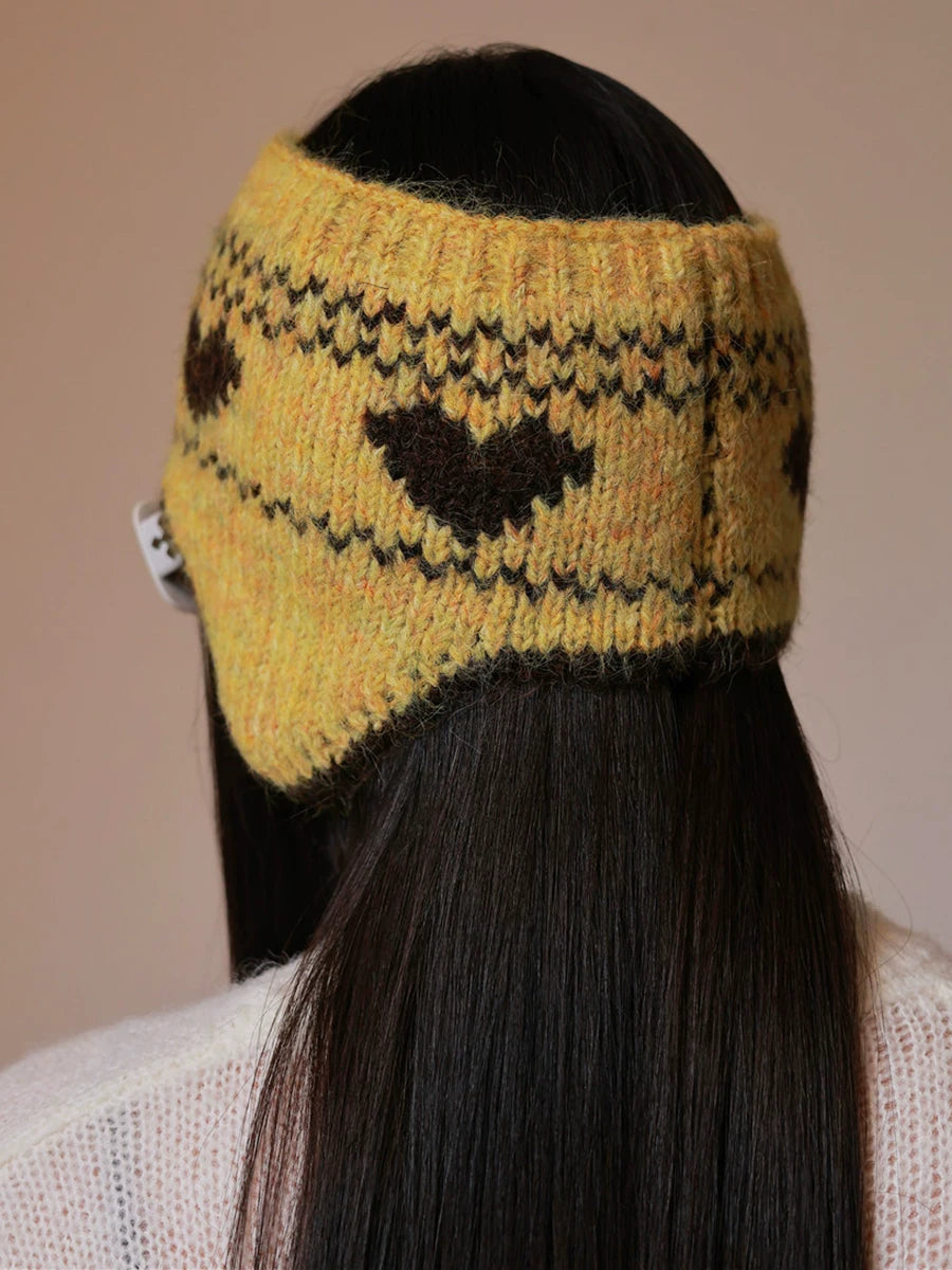 Heart Pattern Knit Earflap Headband product photo