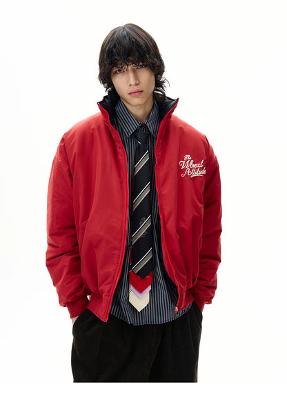 Men’s Red Embroidered Flight Jacket