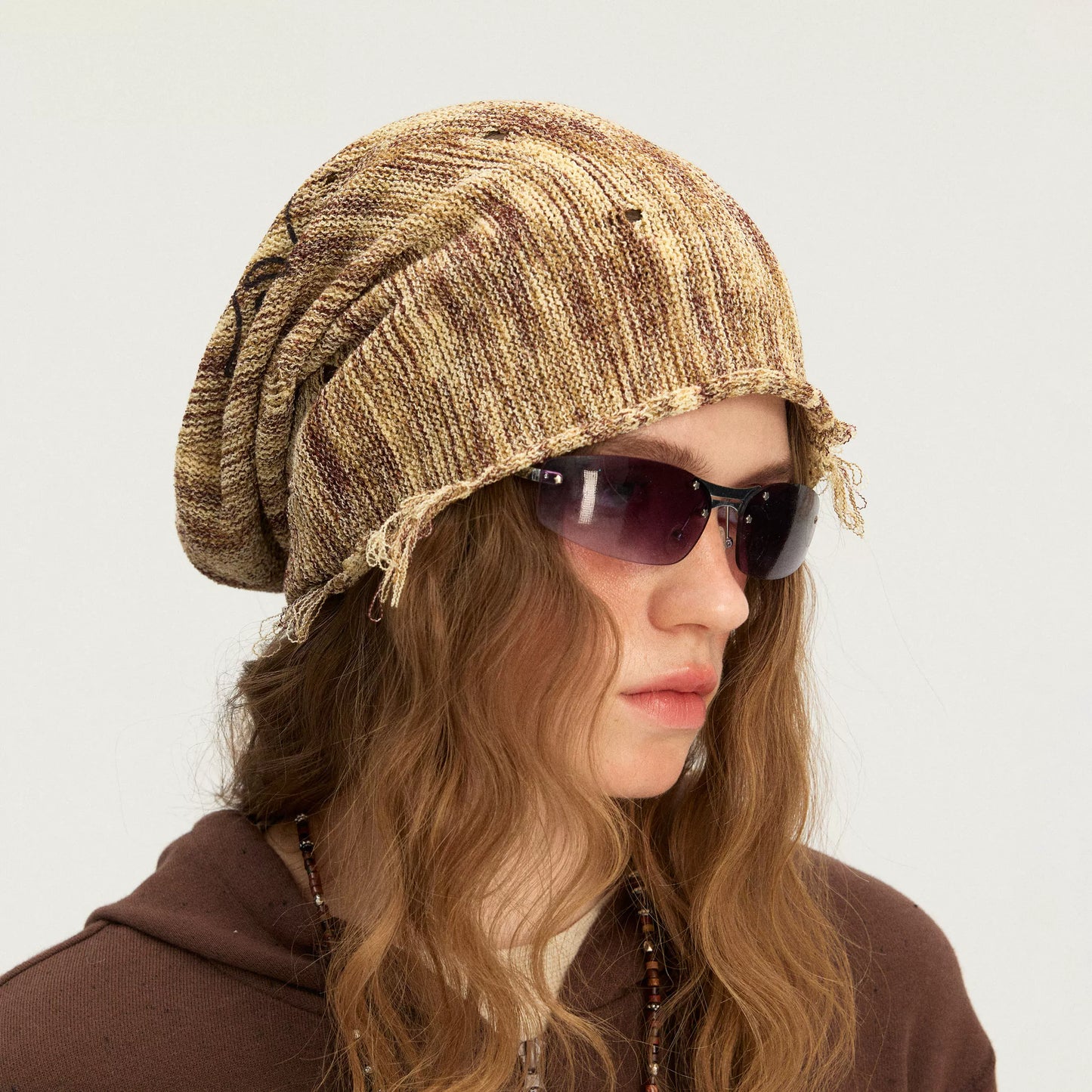 Distressed Starfish Graphic Knit Beanie, Vintage Washed Frayed Edge Winter Hat, Unisex Grunge Streetwear Cold Weather Cap
