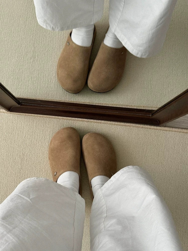 Suede Clogs with Cushioned Footbed
