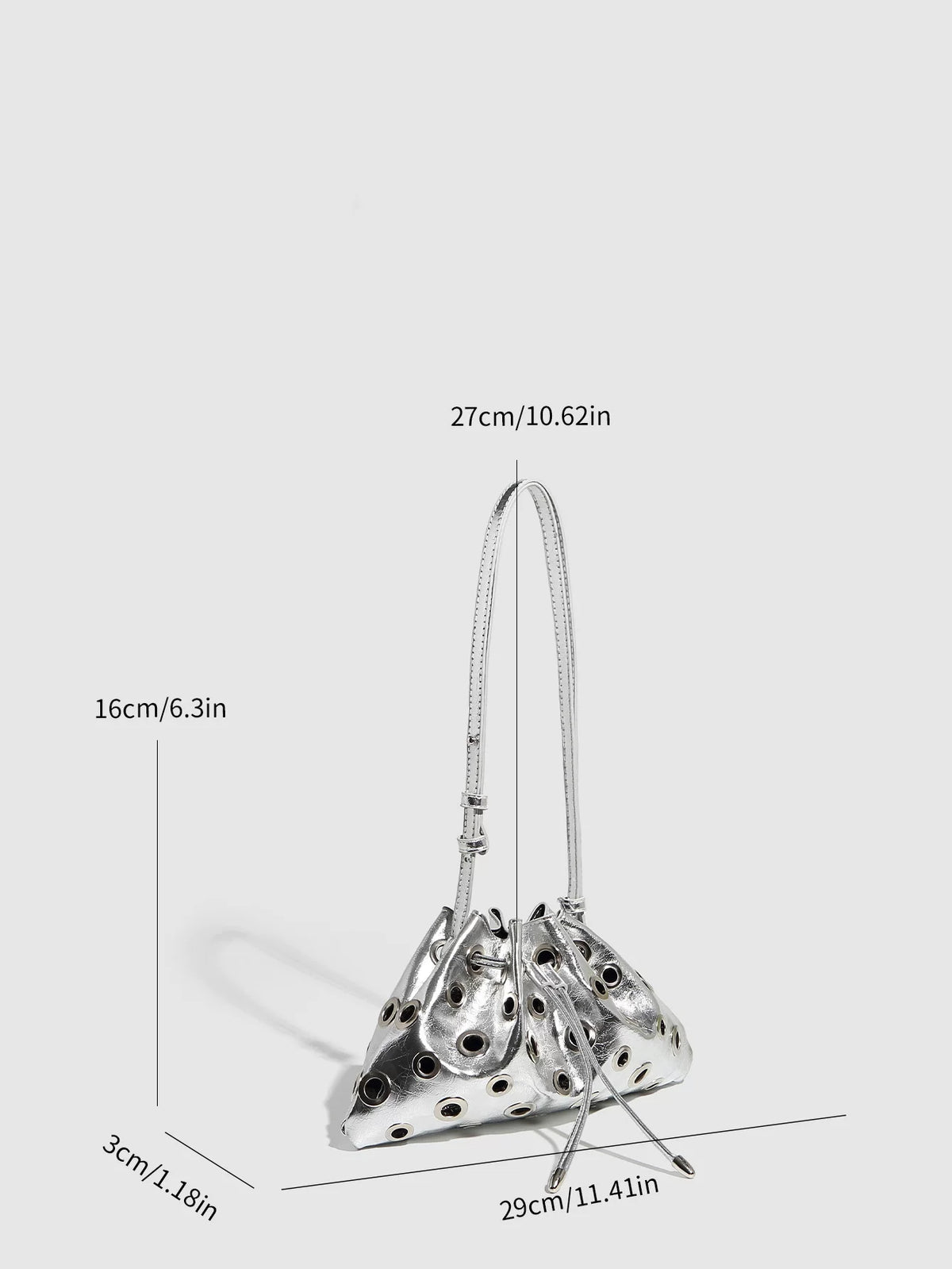 Eyelet Studded Drawstring Shoulder Bag product photo