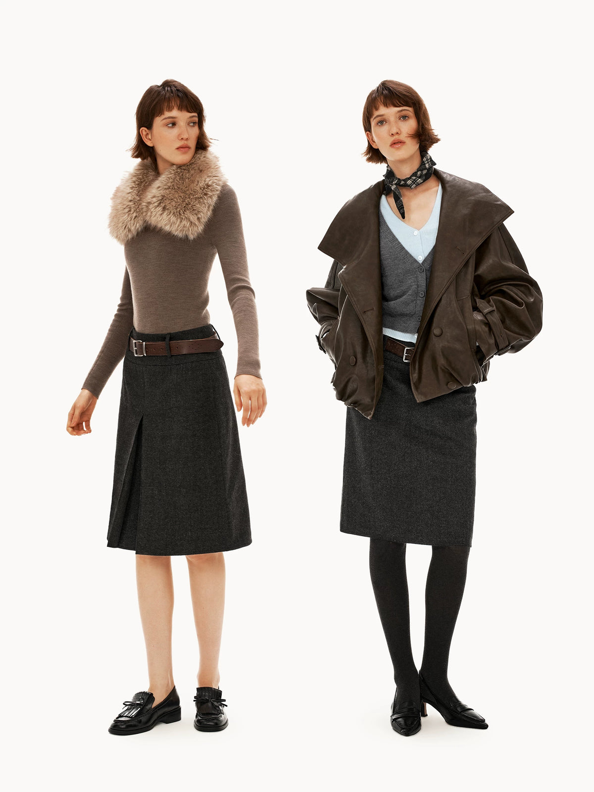 Reversible Wool-Blend A-Line Midi Skirt