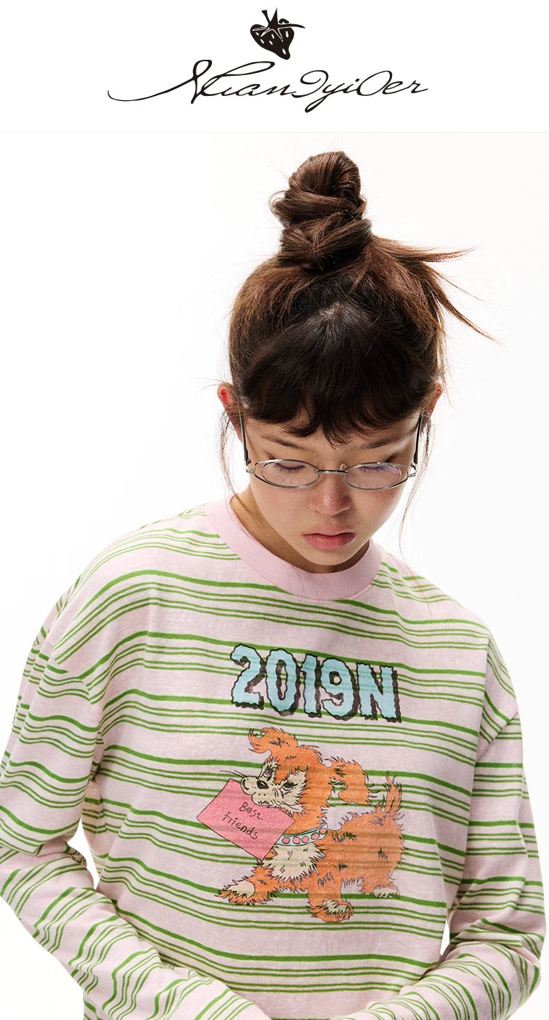 Striped Graphic Long Sleeve T-Shirt