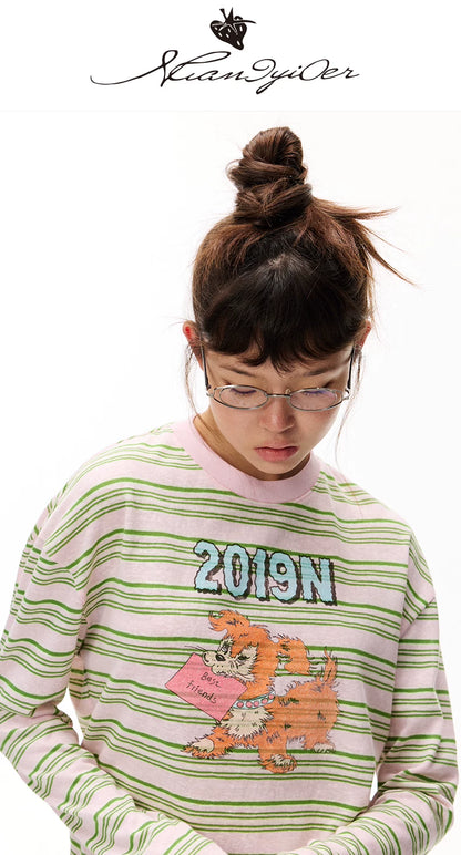 Striped Graphic Long Sleeve T-Shirt