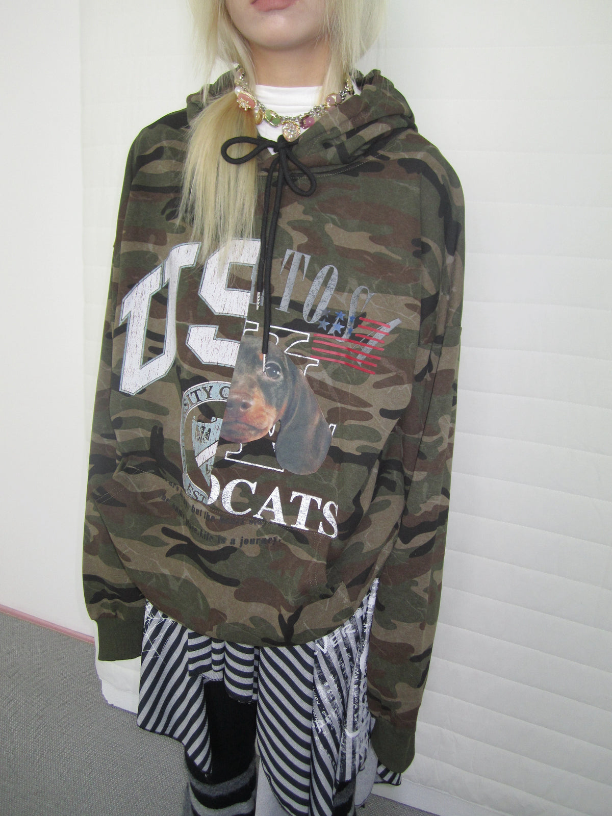 Dachshund Camo Print Hooded Sweatshirt
