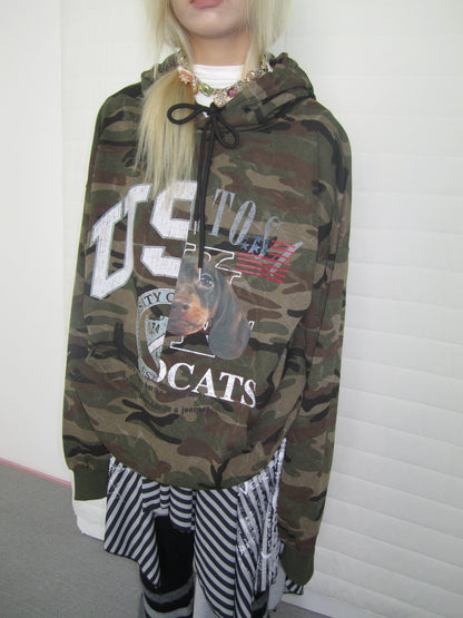 Dachshund Camo Print Hooded Sweatshirt