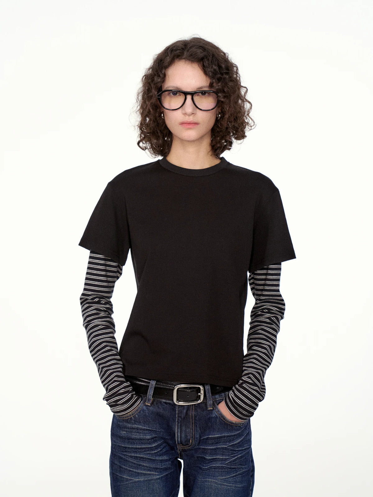 Layered Contrast Stripe Top