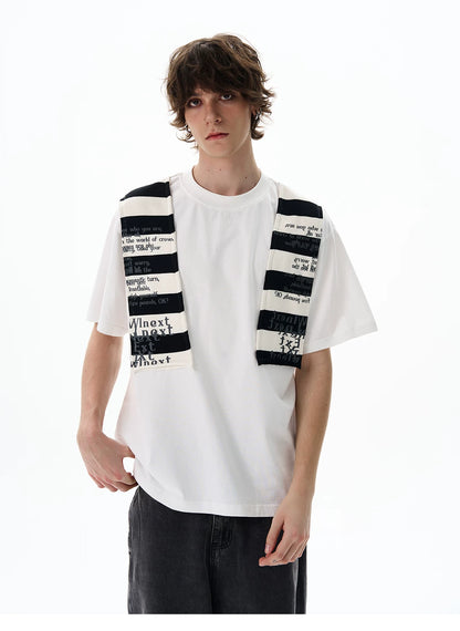 Graphic Knit-Panel Short-Sleeve T-Shirt