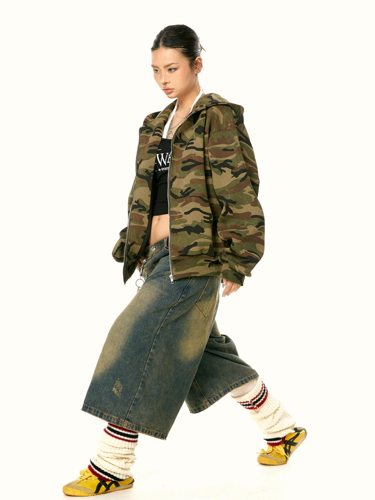 Camouflage Hooded Zip Jacket