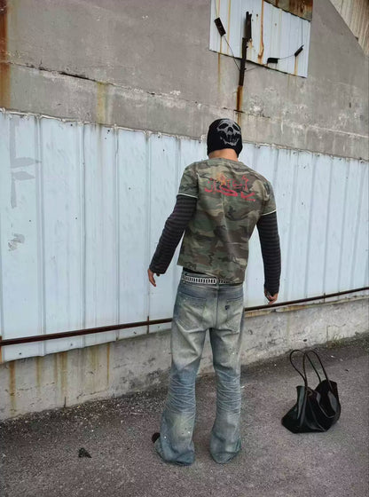 Model wearing the shirt, back view