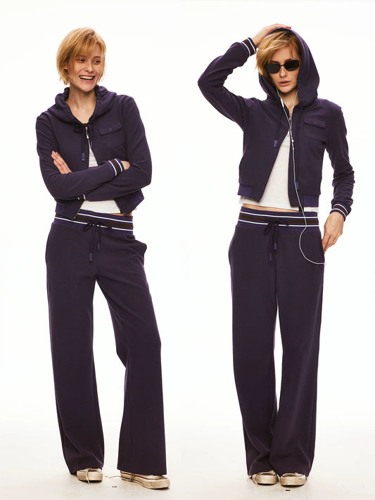 Textured Knit Relaxed Zip-Up Hoodie Set