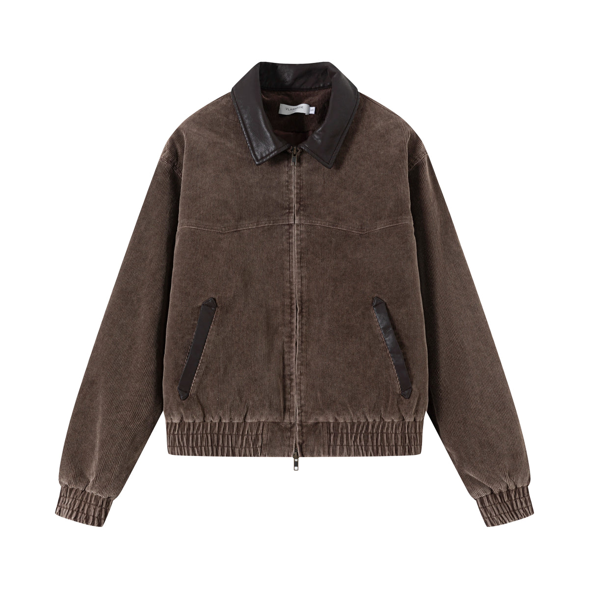 VLABMADE Western Faux-Leather Collar Corduroy Jacket