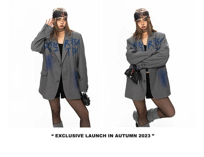 Blue Print Oversized Blazer