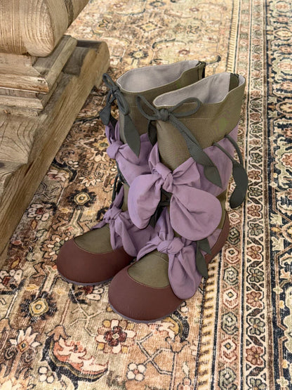Round Toe Bow Detail Mid-Calf Boots product photo
