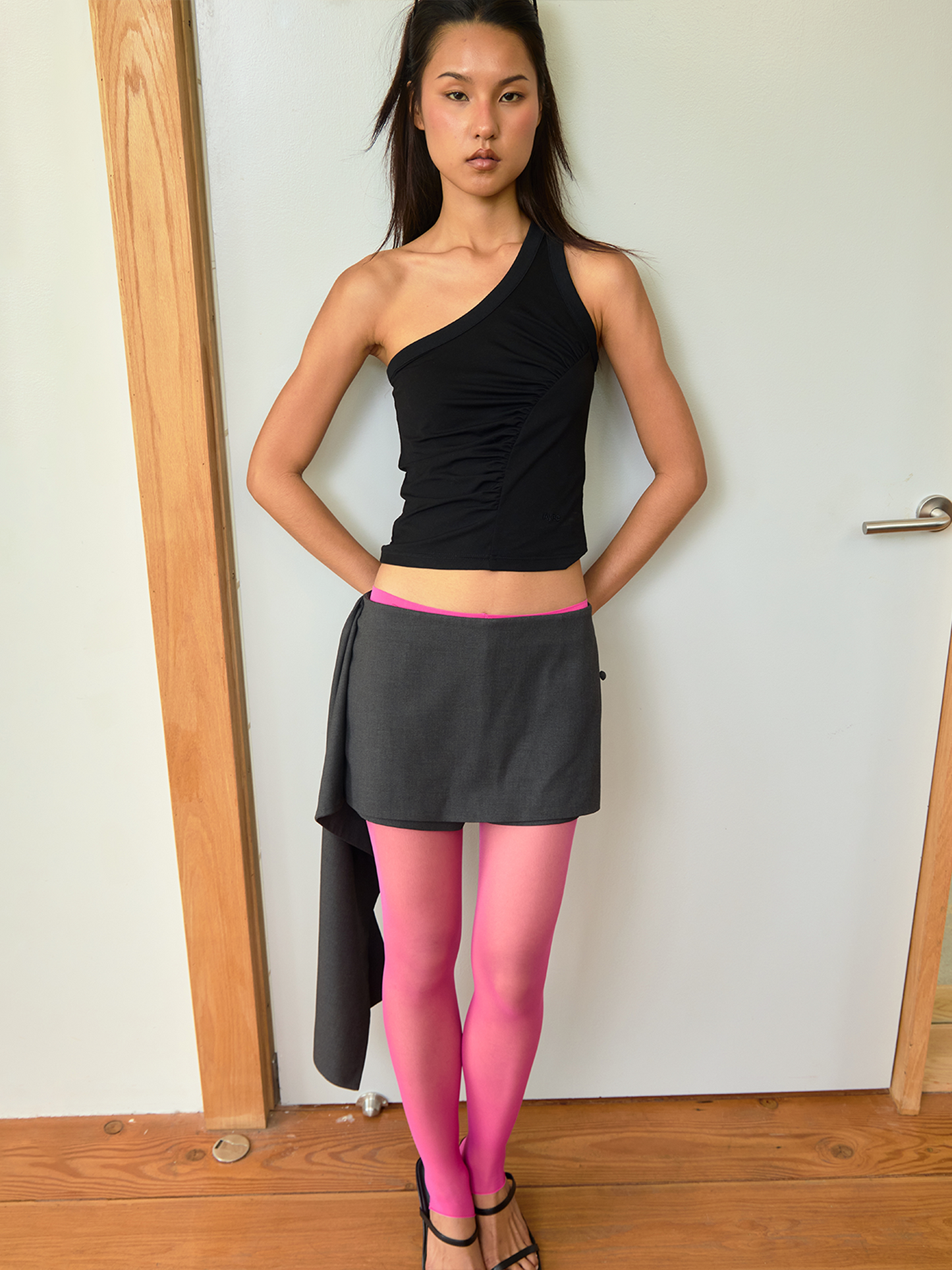 Ruched One-Shoulder Camisole Top