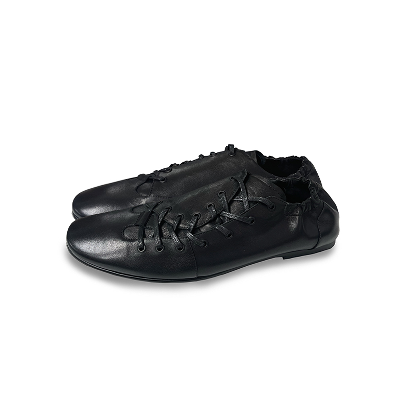Genuine Leather German Trainers with Asymmetric Strap & Ruched Heel Shoes