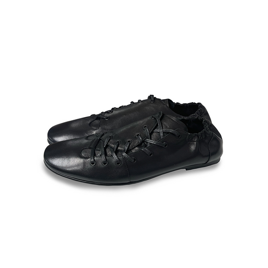 Genuine Leather German Trainers with Asymmetric Strap & Ruched Heel Shoes