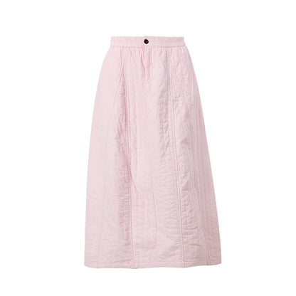 Cream Quilted A-Line Midi Skirt