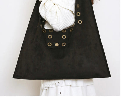 Grommet Suede-Look Shoulder Tote Bag product photo