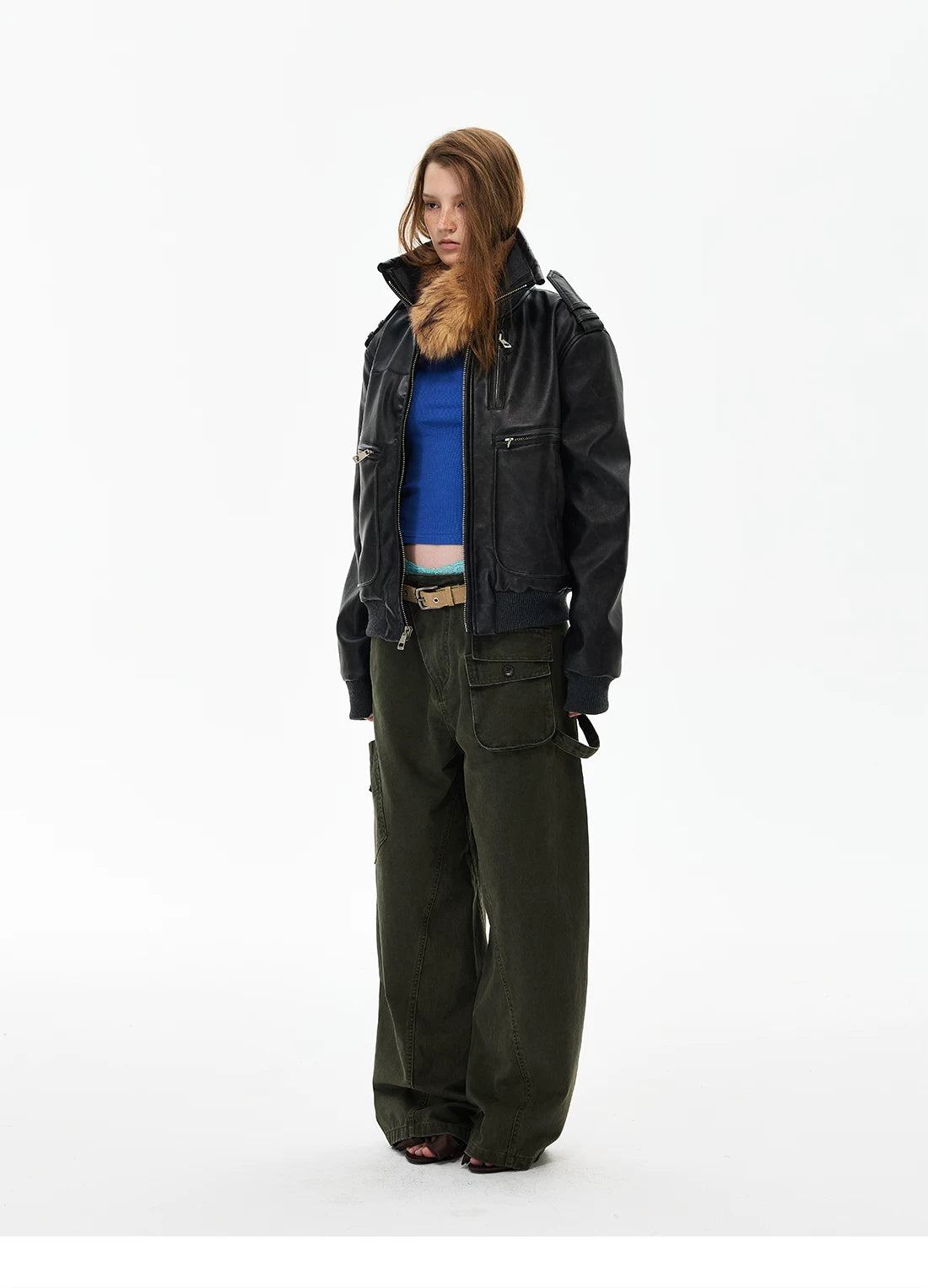 Distressed Black Leather-Look Jacket product photo
