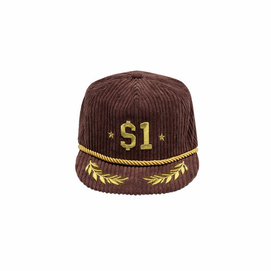 Vintage Corduroy Embroidered Flat Brim Trucker Hat