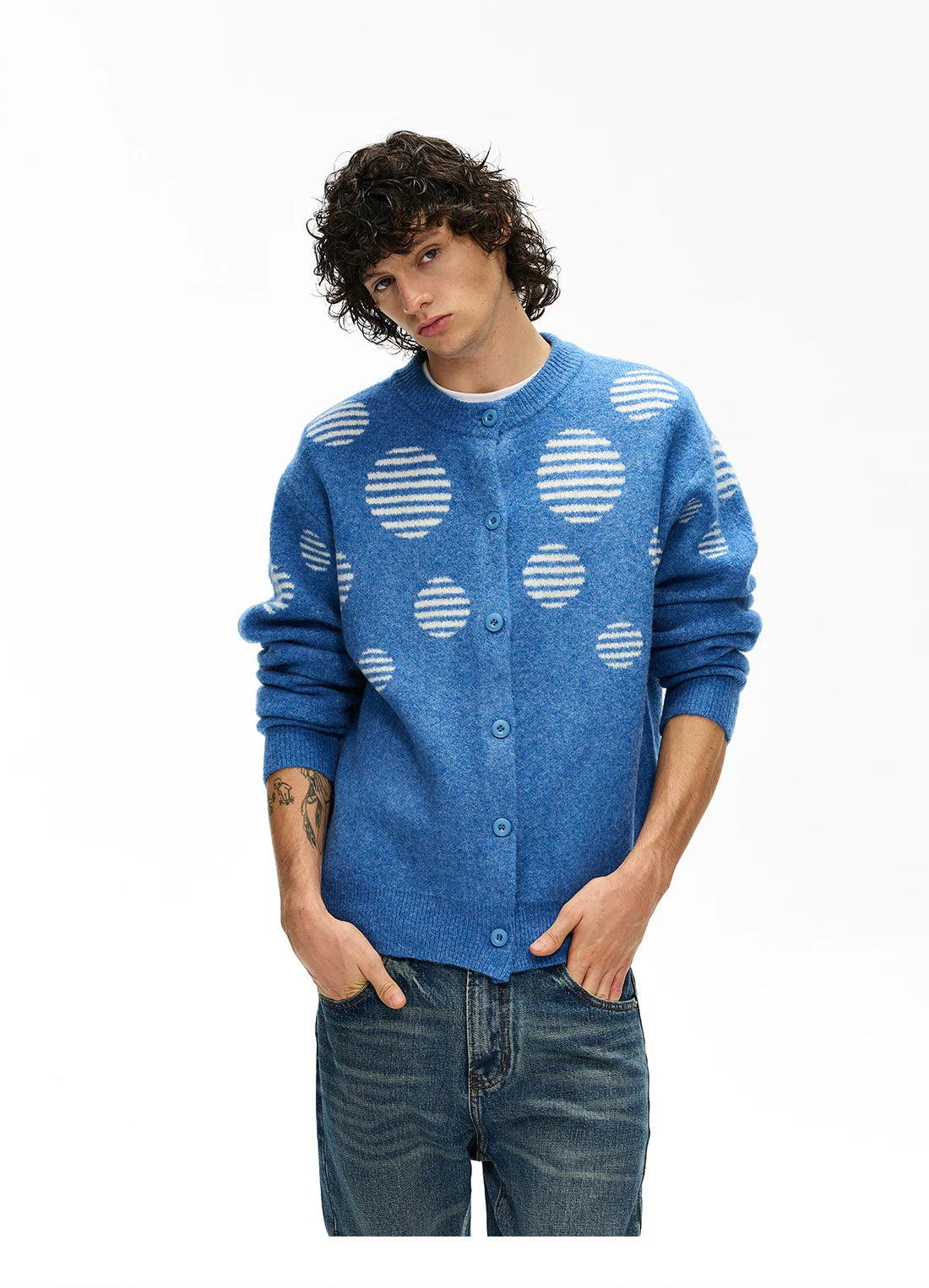 Striped Dot Knit Cardigan