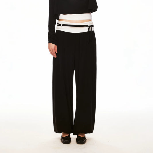 Wool Lyocell Blend Asymmetric Cropped Top & Pants Set