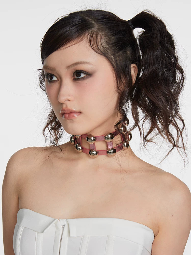 Three-Tone Adjustable Studded Choker product shot