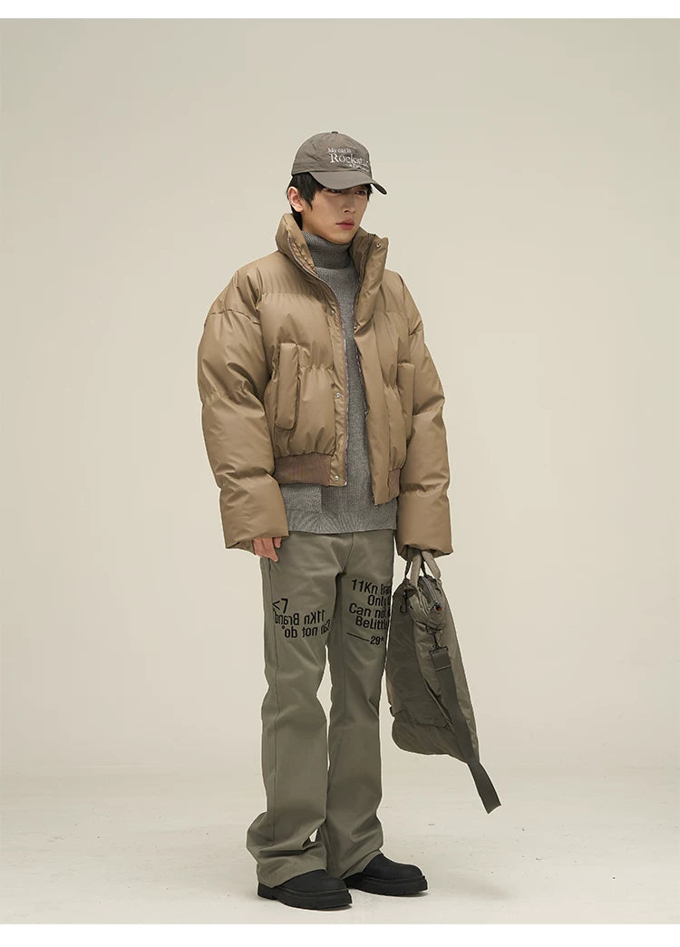 Men’s Short Puffer Jacket in khaki