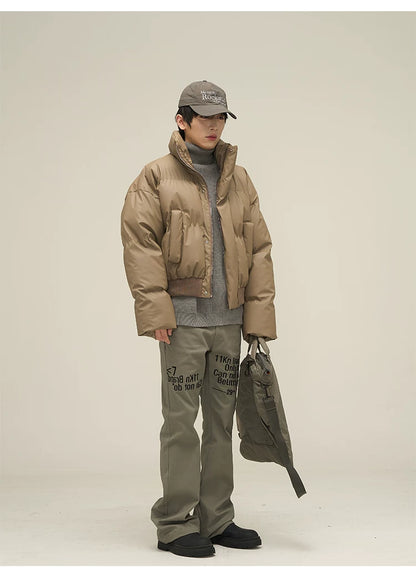 Men’s Short Puffer Jacket in khaki