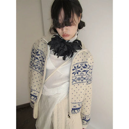 Fair Isle Cropped Knit Cardigan