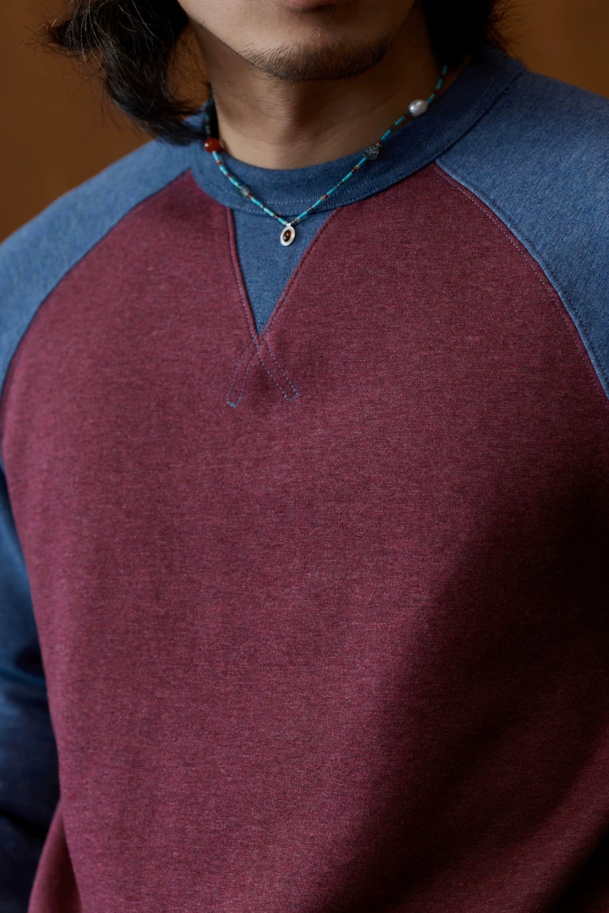Colorblock Raglan Sweatshirt in red and blue