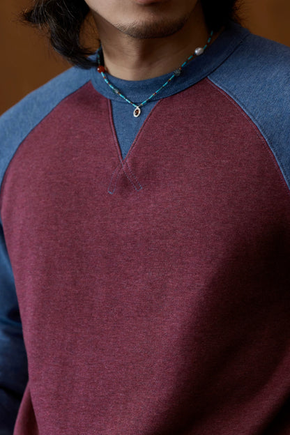 Colorblock Raglan Sweatshirt in red and blue