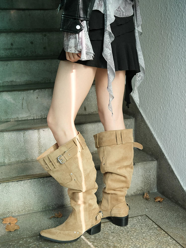 Women's Pointed-Toe Slouch Knee-High Boots