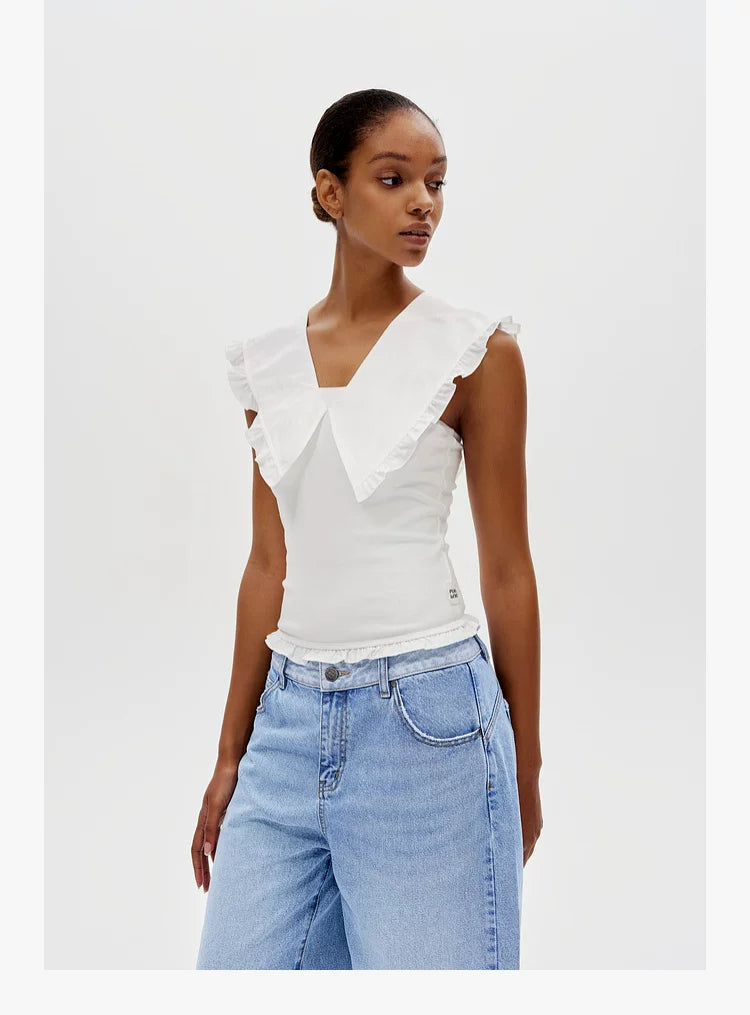Layered Ruffle V-Neck Top - 360 view 3