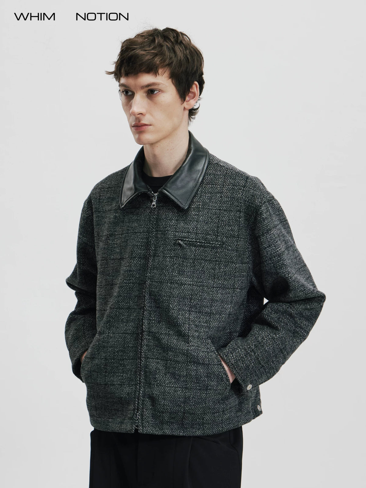 Whimnotion 25AW Wool Detroit Leather-Collar Jacket