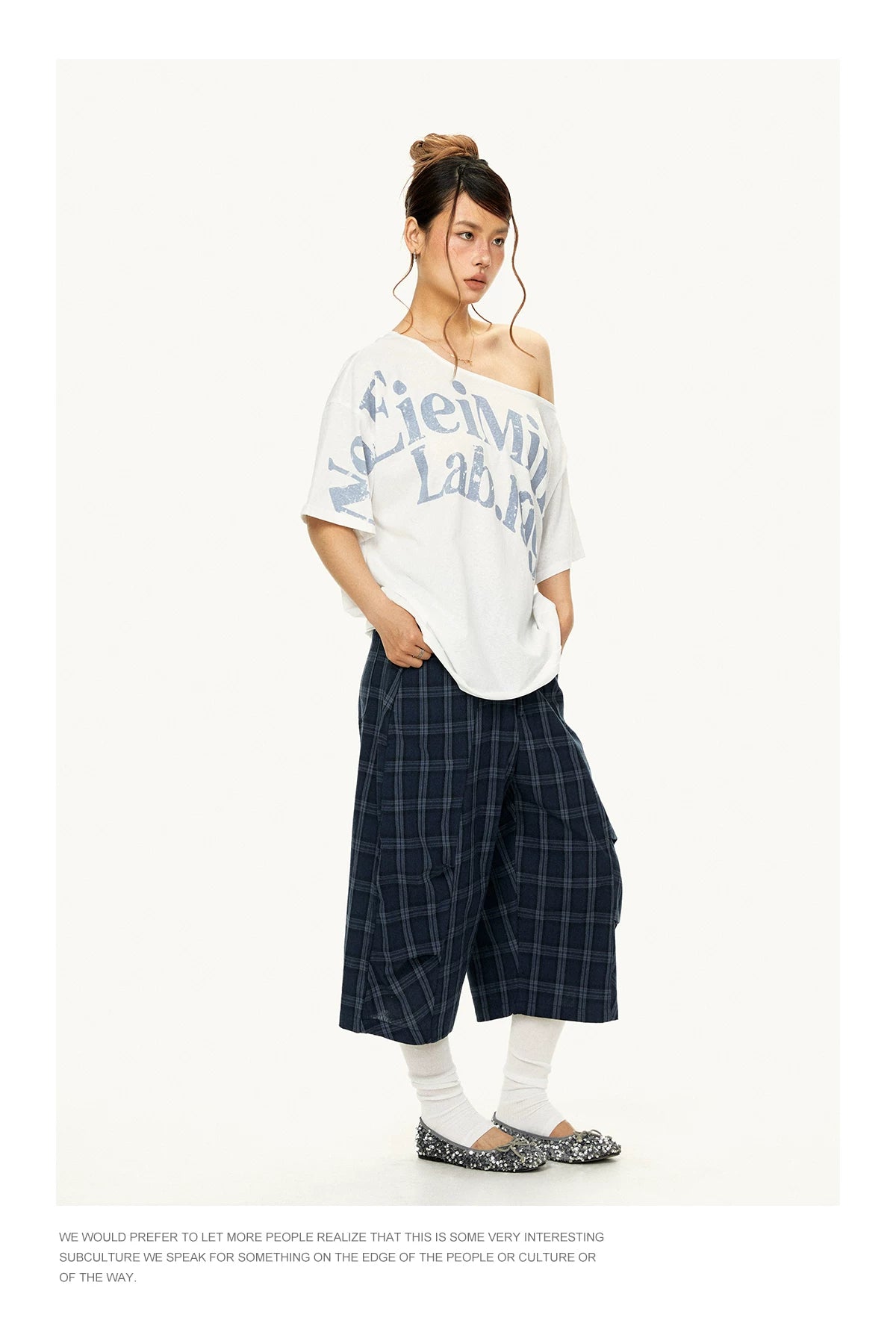 Off Shoulder Graphic T Shirt product view