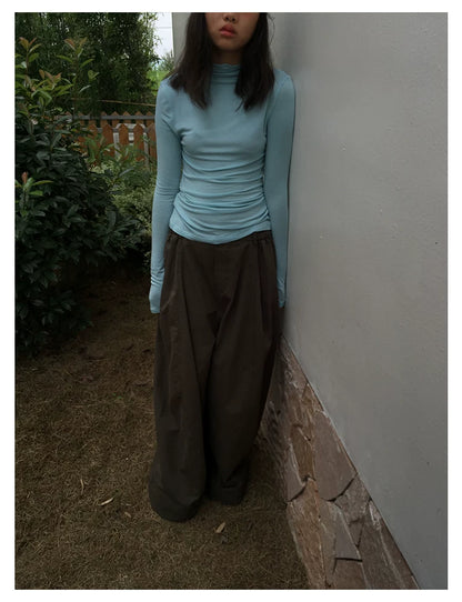 Mock Neck Fitted Long Sleeve Top