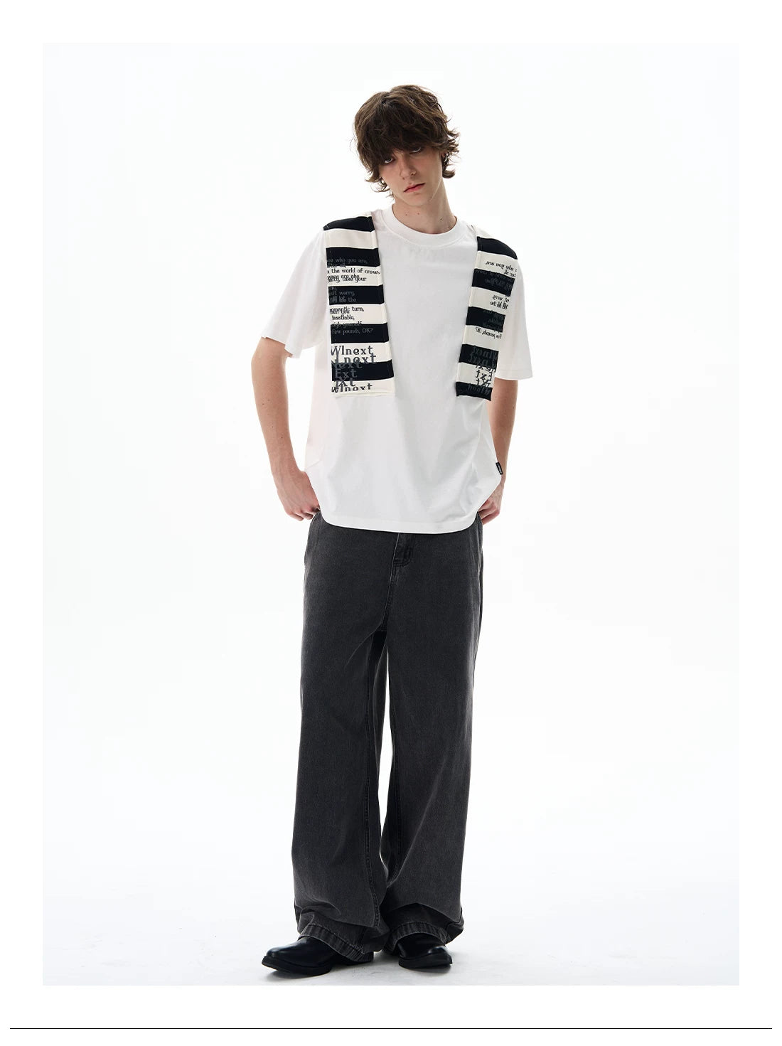Graphic Knit-Panel Short-Sleeve T-Shirt