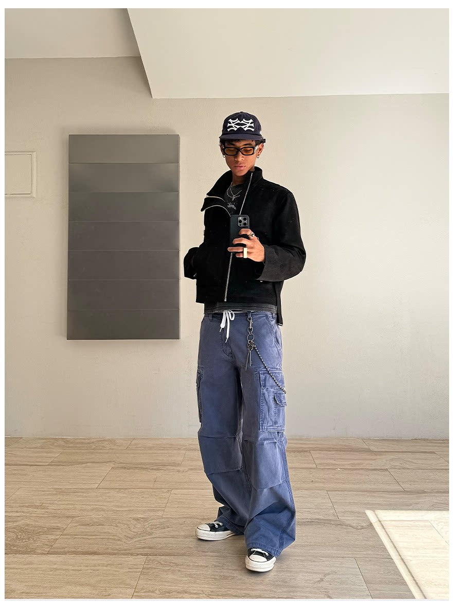 VLABMADE Heavy-Washed Baggy Work Pants - 360 view 4