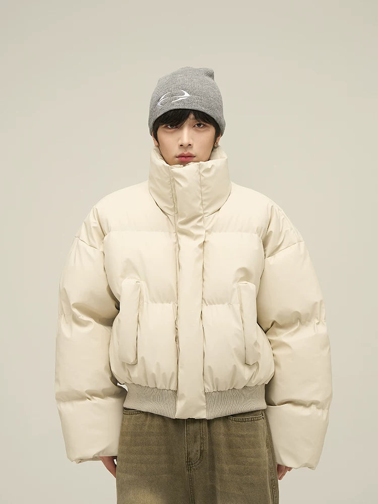 Men’s Short Puffer Jacket in light cream