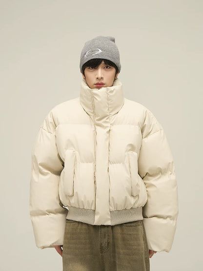 Men’s Short Puffer Jacket in light cream