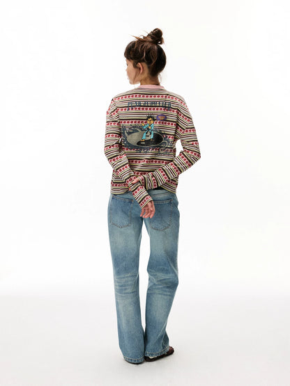 Striped Graphic Knit Sweater