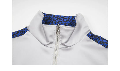 Wendbare Leopardenmuster-Jacke mit Kragen
