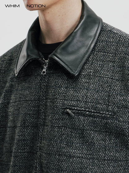 Whimnotion 25AW Wool Detroit Leather-Collar Jacket
