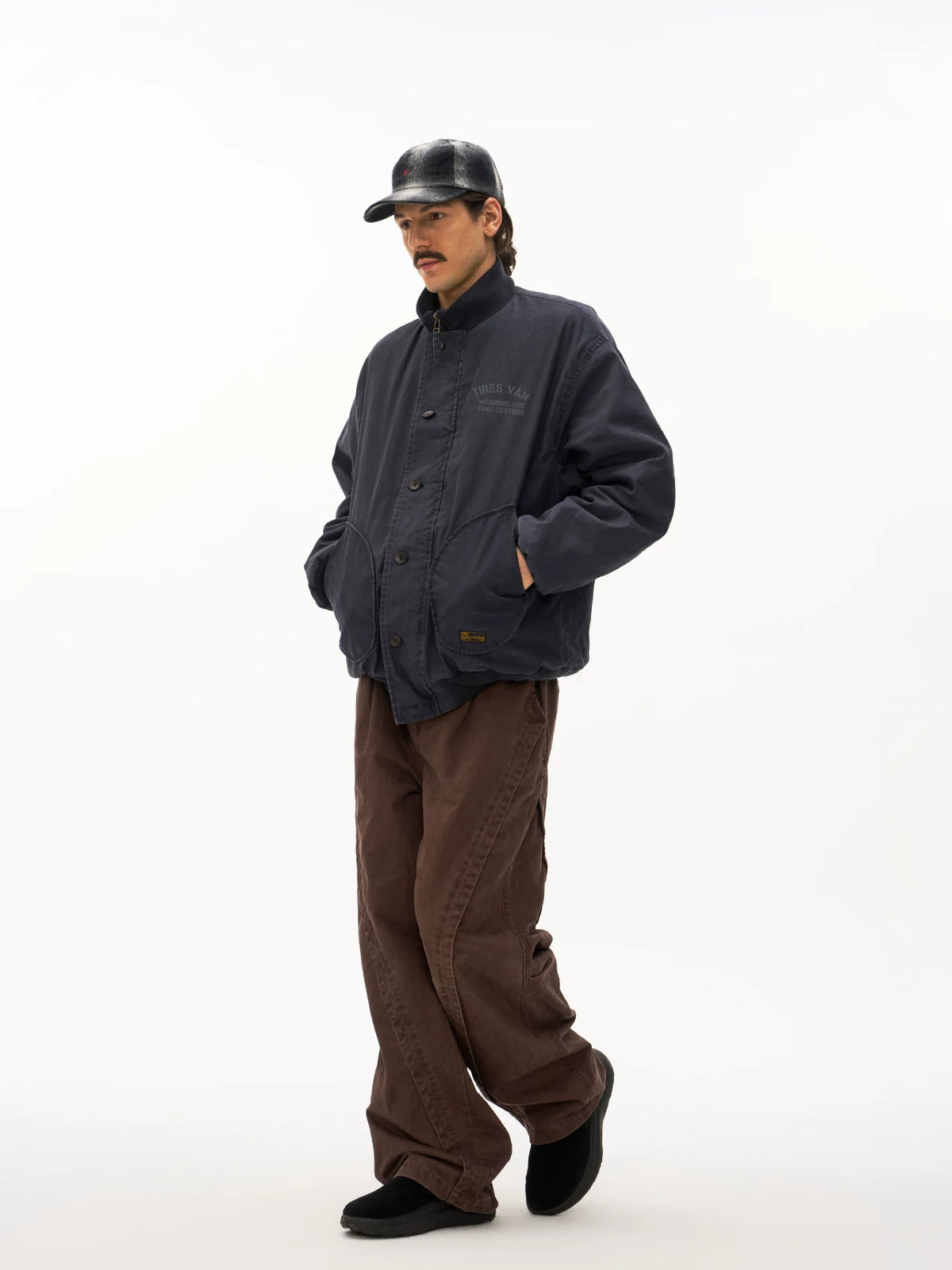 Washed Insulated Deck Jacket in black