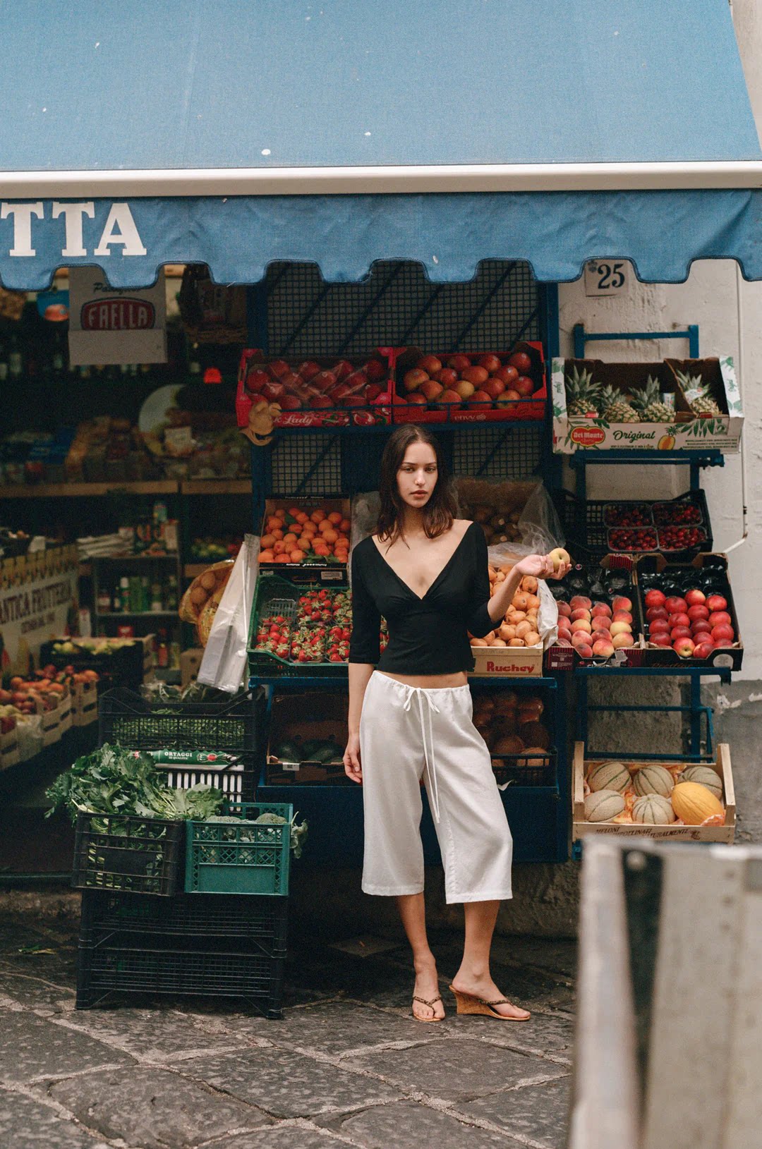 V-Neck Top & Midi Skirt